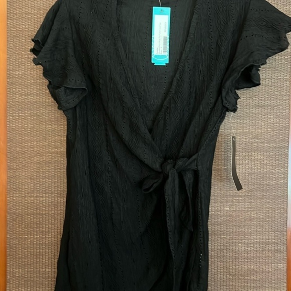 Colette blouse NWT wrap tie flutter small black